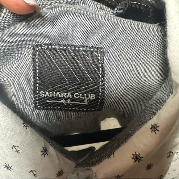 Sahara Club Mens Short Sleeve Button Down Shirt with Anchors Ship Wheels Pattern - Picture 4 of 8